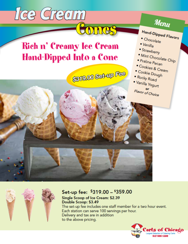 🍨 HandDipped Ice Cream Cones Best Full Service Catering Company Carts of Chicago, Inc 847