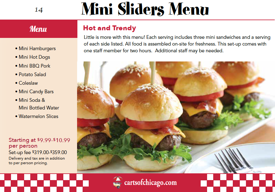 Mini Sliders — Mini Everything Menu! Picnic Catering, Ice Cream Carts