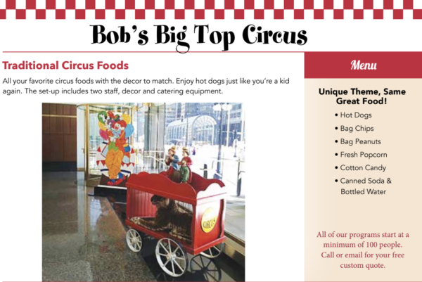 circus picnic catering