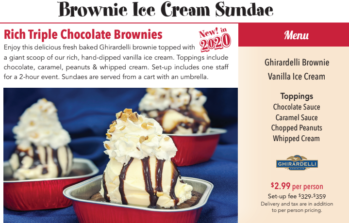 catered brownie sundaes