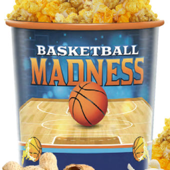 basketball cup filled with popcorn